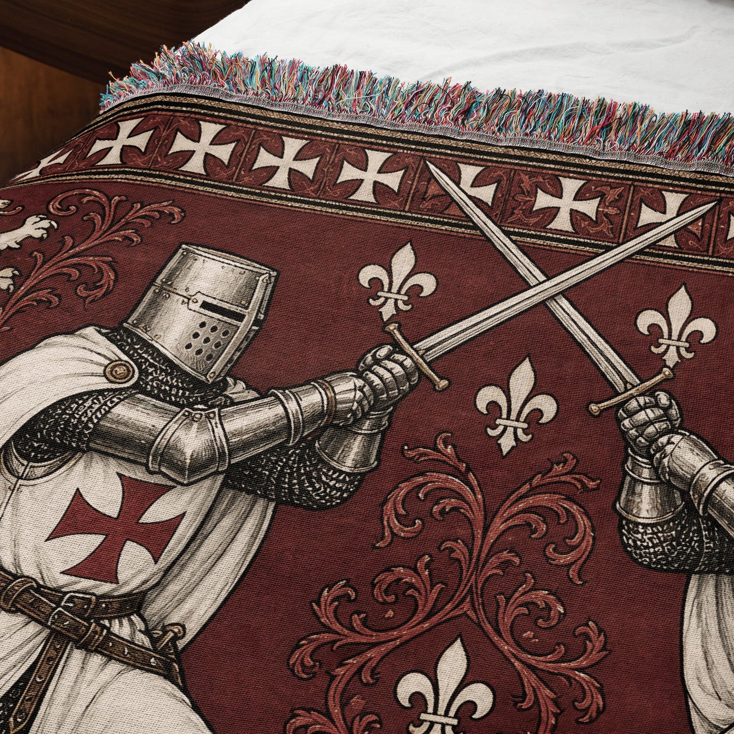 MyDesigns Medieval Blanket – Two Templar Knights Crossing Swords Woven Throw jacquard woven blanket