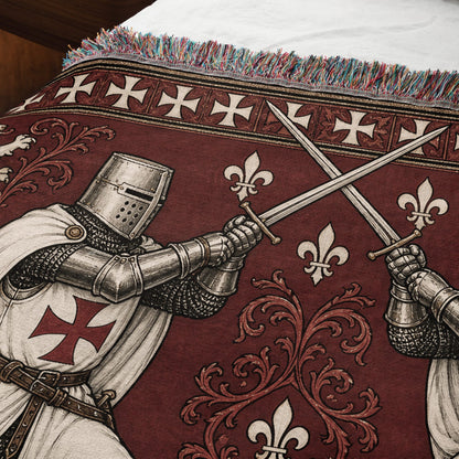 MyDesigns Medieval Blanket – Two Templar Knights Crossing Swords Woven Throw jacquard woven blanket