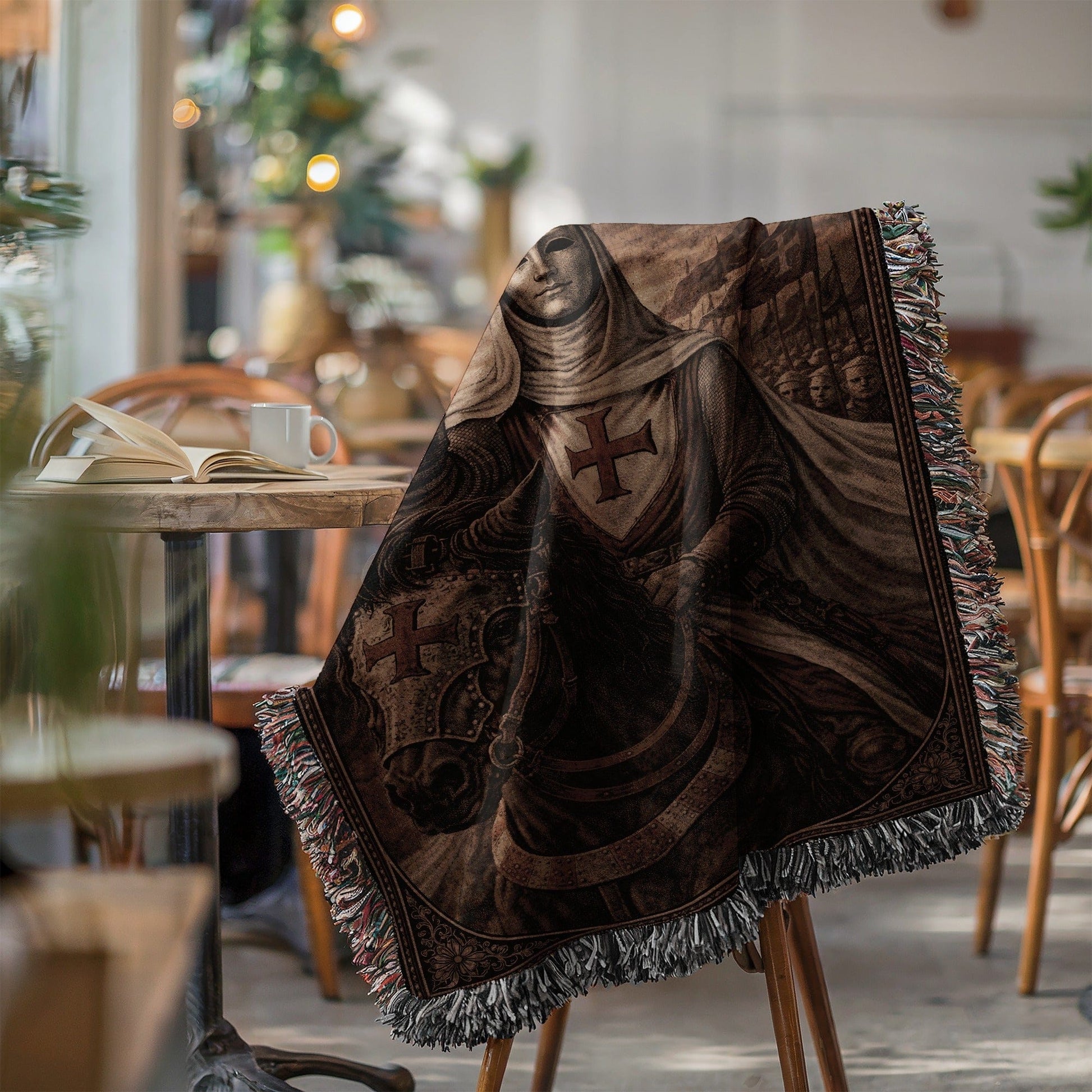 Medieval Templar Knight Throw Blanket Home Decor