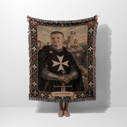 MyDesigns Hospitaller Knight of Malta - Your Portrait, Woven jacquard woven blanket