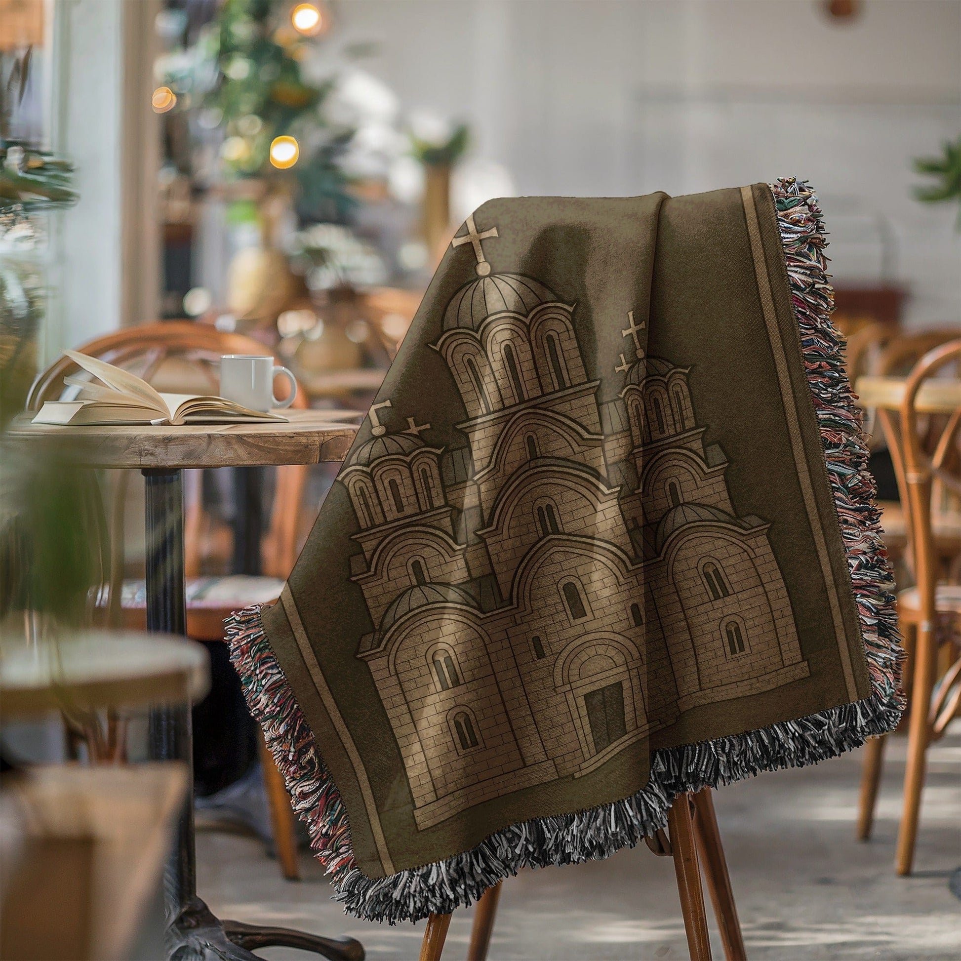 Detailed Cathedral Design Cozy and Stylish Blanket