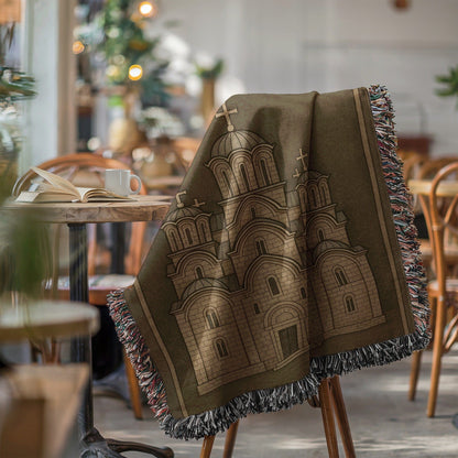 Detailed Cathedral Design Cozy and Stylish Blanket