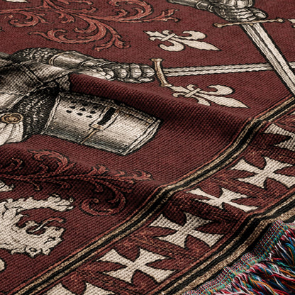 MyDesigns Medieval Blanket – Two Templar Knights Crossing Swords Woven Throw jacquard woven blanket