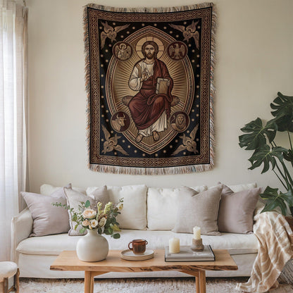Religious Tapestry Wall Art with Iconography Design