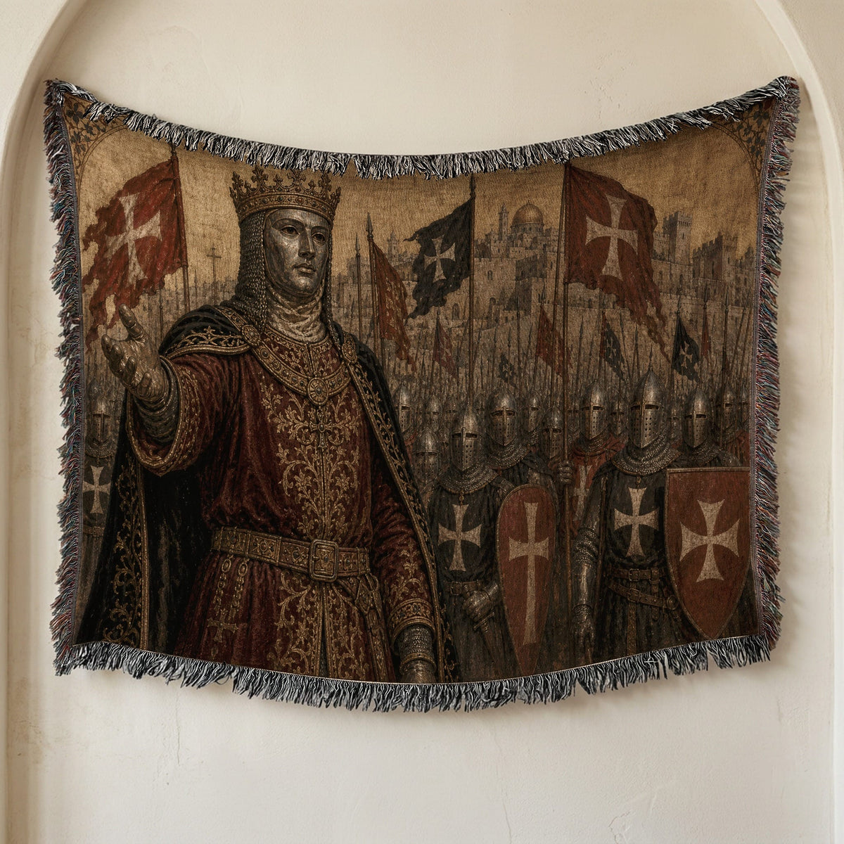 CalmNestStyle Baldwin IV and the Templar Army jacquard woven blanket