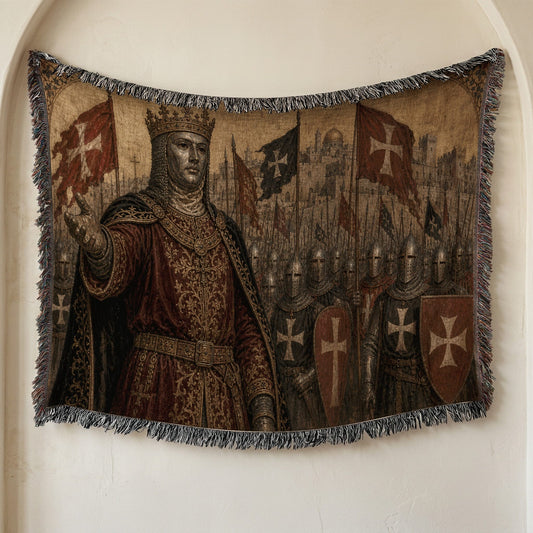 CalmNestStyle Baldwin IV and the Templar Army jacquard woven blanket