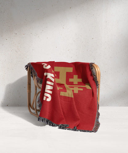CalmNestStyle Jesus Is King Jerusalem Cross Woven Blanket jacquard woven blanket
