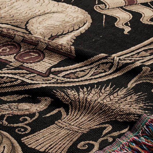 CalmNestStyle Agnus Dei Vintage Woven Blanket jacquard woven blanket