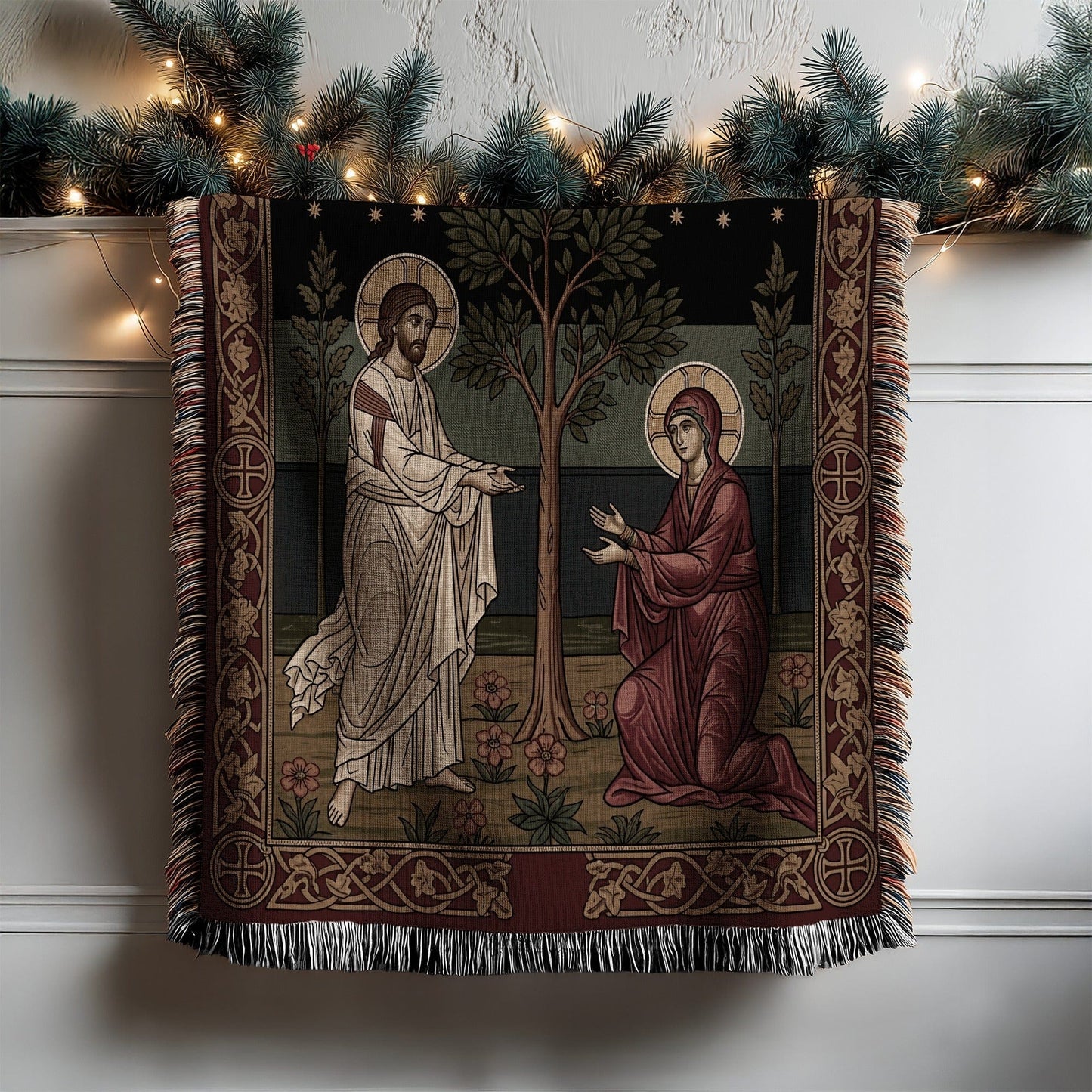 Religious Tapestry Jesus and Mary Wall Hanging Decor