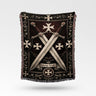 Crossed Swords Over Templar Shield Deus Vult Templar Woven Blanket