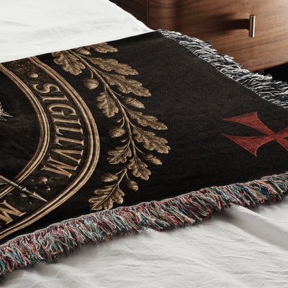 CalmNestStyle Sigillum Militum Xpisti Templar Seal in Silver jacquard woven blanket