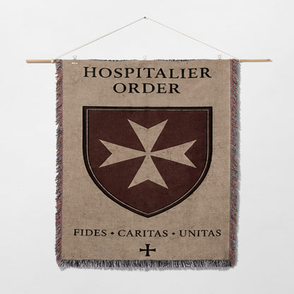 CalmNestStyle Hospitaller Order Fides Caritas Unitas Sepia Woven Blanket jacquard woven blanket