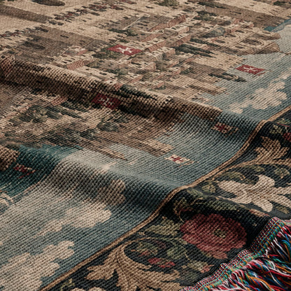 CalmNestStyle Harbor Fortress I Rose and Lily Border jacquard woven blanket