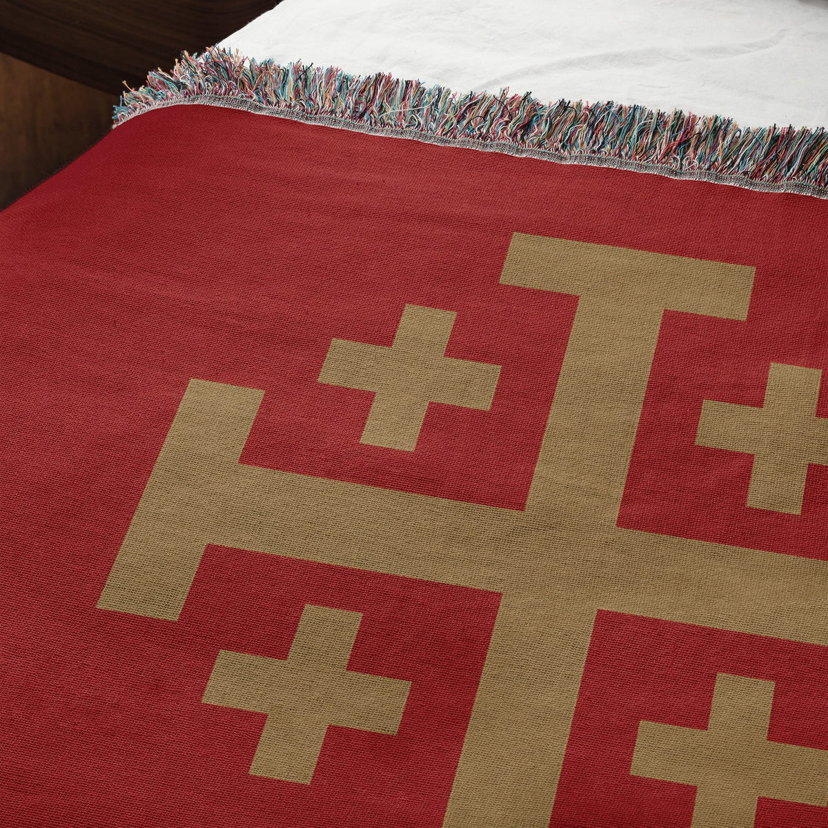 CalmNestStyle Jesus Is King Jerusalem Cross Woven Blanket jacquard woven blanket