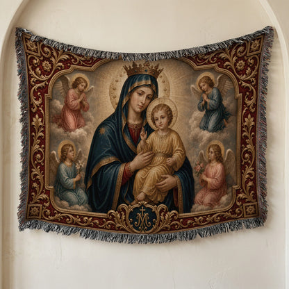 CalmNestStyle Mary, Queen of Heaven jacquard woven blanket