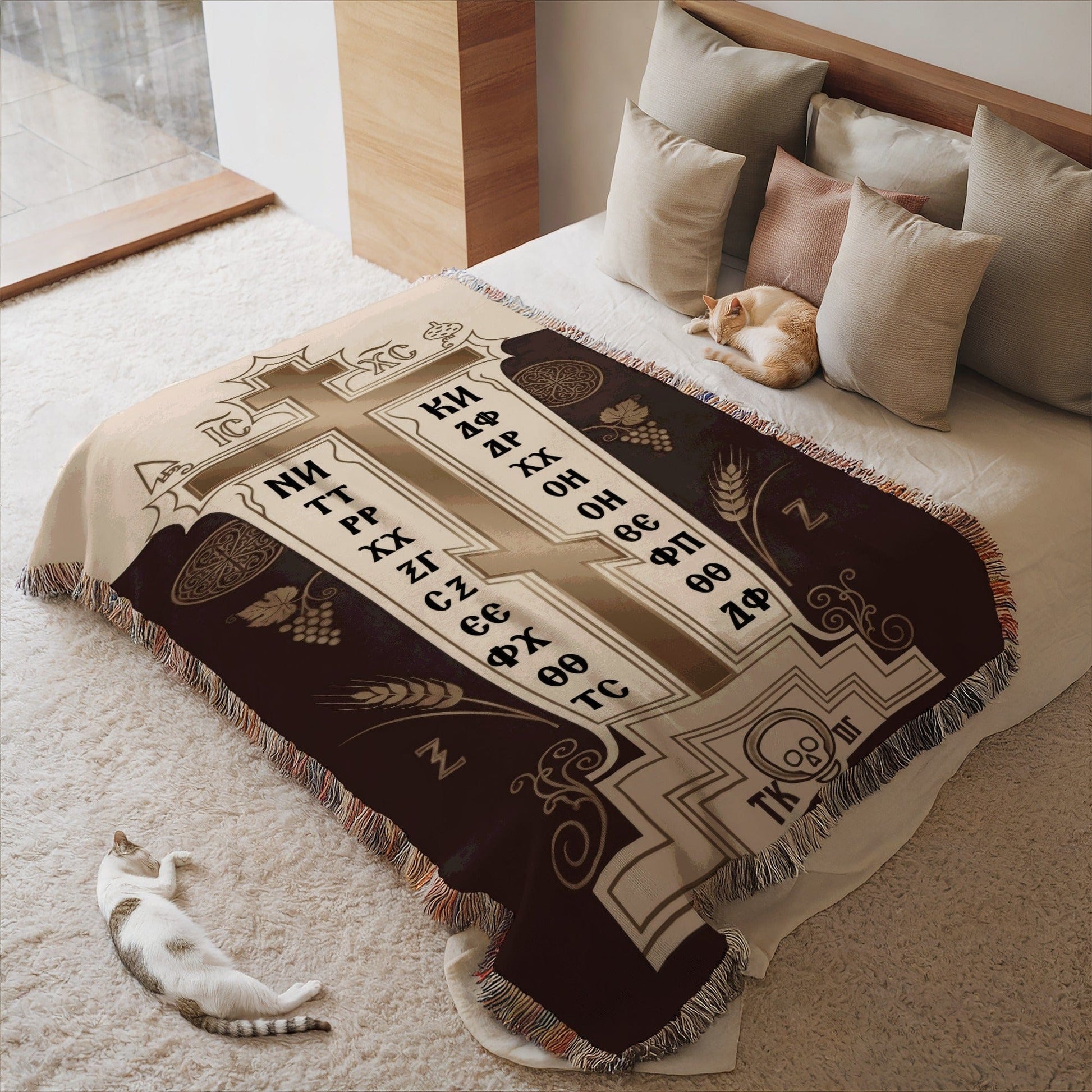 Vintage Alphabet Design Throw Blanket