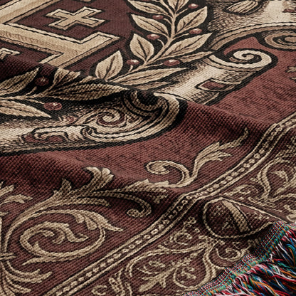 CalmNestStyle Regal Crowned Jerusalem Deus Vult Woven Blanket jacquard woven blanket