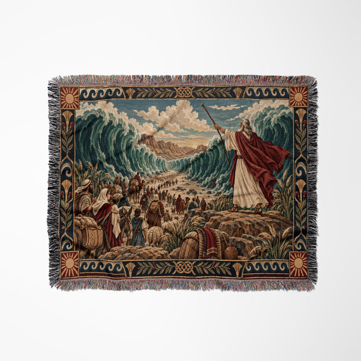 CalmNestStyle Moses and the Exodus Crossing jacquard woven blanket