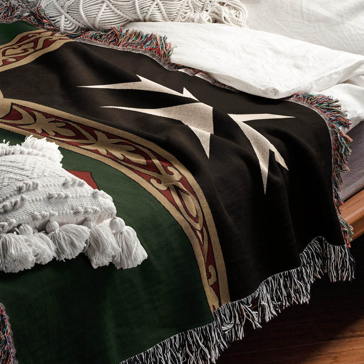 MyDesigns Ancient Orders I Forest Green jacquard woven blanket