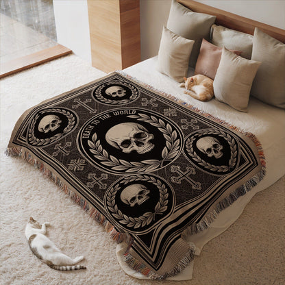 Death To The World Skull Blanket for Home Decor
