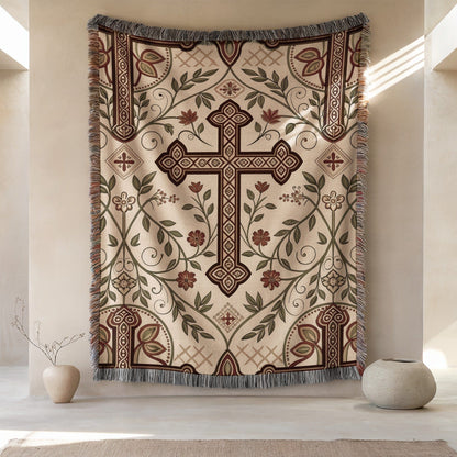 Ornate Cross Tapestry Art for Home Decor Blankets