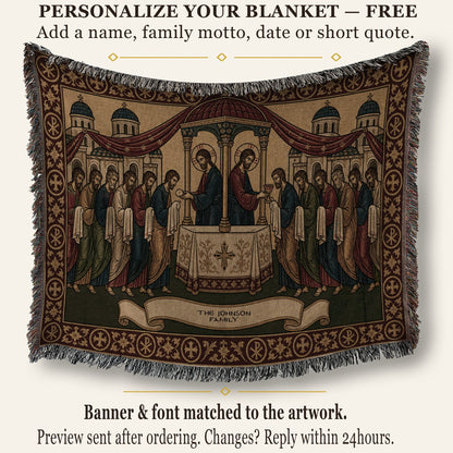 MyDesigns Personalized Byzantine Horizontal Tapestry - Communion Apostles jacquard woven blanket