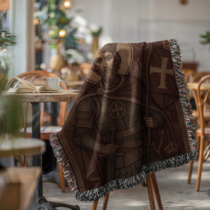 Knight Tapestry Blanket with Cross Design